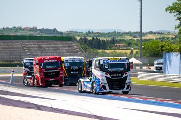 #2 JOCHEN HAHN - IVECO - JOCHEN HAHN (DEU) - #1 RVSZ RACING KFT - MAN - NORBERT KISS (HUN) - #23 TEAM T SPORT BERNAU - MAN - ANTONIO ALBACETE (ESP) - Goodyear FIA European Truck Racing Championship - Misano World Circuit Marco Simoncelli - Italy -