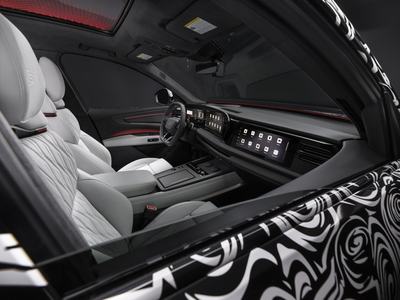 Studio photo, interior, steering wheel, digital stage, front sport seats
