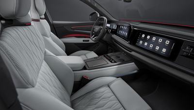 Studio photo, interior, front sport seats, digital stage