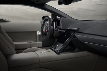 In-studio interior view, interior door, steering wheel, dashboard