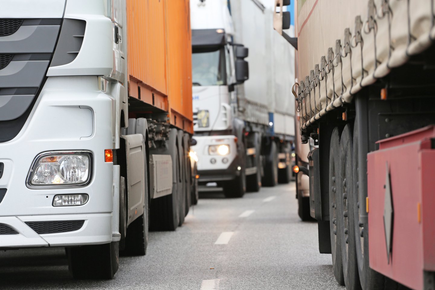 trucks in a traffic jam