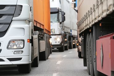 trucks in a traffic jam