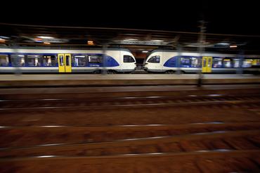 A Stadler Flirt of MAV Departs from Budapest Keleti Railway Station (Photo by Balint Szentgallay/NurPhoto via Getty Images)