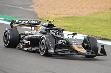 An APXGP car is participating in the Formula 1 Qatar Airways British Grand Prix at the Silverstone Circuit in Towcester, England, on Friday, July 5, 2024. (Photo by Jon Hobley | MI News/NurPhoto via Getty Images)