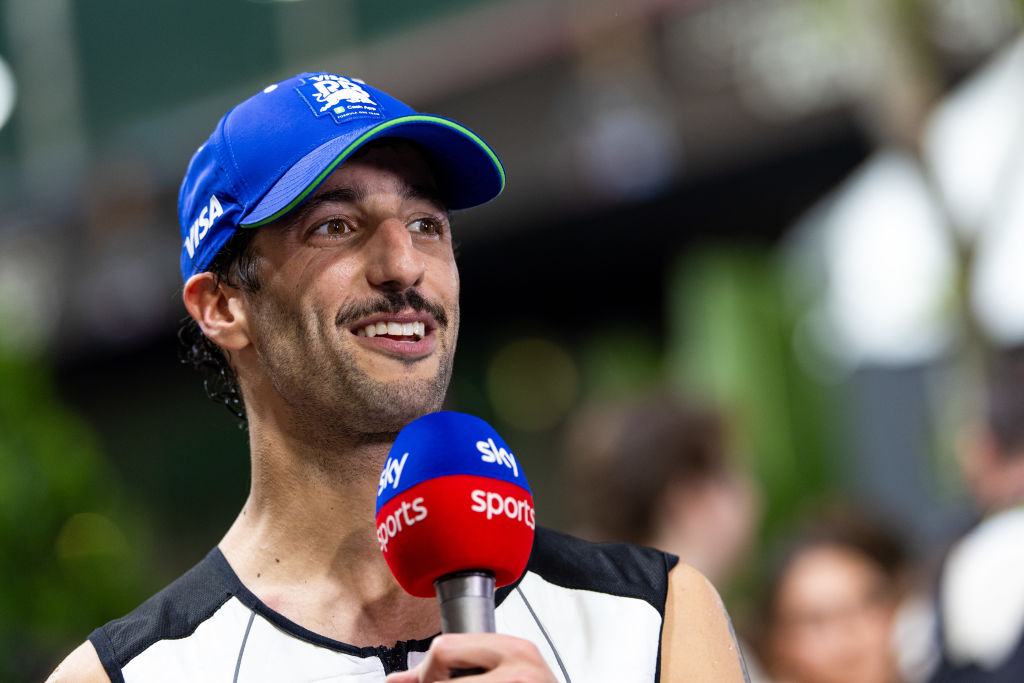 SINGAPORE, SINGAPORE - SEPTEMBER 22: Daniel Ricciardo of Australia and Visa Cash App RB F1 team in the paddock after the F1 Grand Prix of Singapore at Marina Bay Street Circuit on September 22, 2024 in Singapore, Singapore. (Photo by Kym Illman/Getty Images)