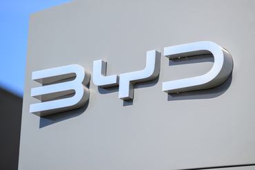 The BYD logo is seen at the dealership and showroom. BYD builds its first European passenger car factory in Szeged, Hungary, which underlines its commitment to the European market. This factory produces vehicles for the European market. Taken in Ghent, Belgium, on April 6, 2025. (Photo by Jonathan Raa/NurPhoto via Getty Images)