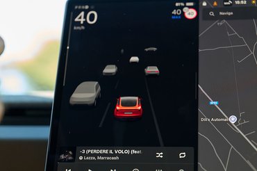 The tablet of the new Tesla Model 3. (Photo by Matteo Della Torre/NurPhoto via Getty Images)