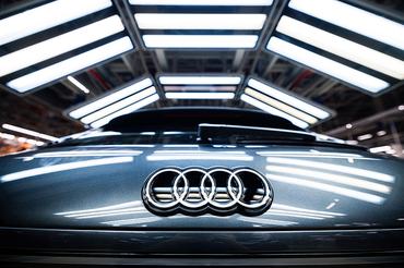 An Audi Q3 model on the assembly line at the Audi plant in Gyor, Hungary, on Monday, Oct. 27, 2025. European car sales rose for a third consecutive month in September, with new-vehicle registrations increasing 11% to 1.24 million units. Photographer: Akos Stiller/Bloomberg via Getty Images