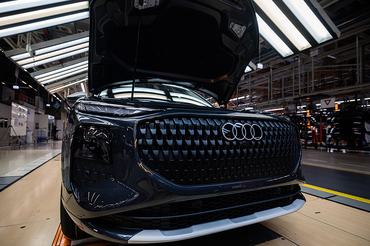 The assembly line at the Audi plant in Gyor, Hungary, on Monday, Oct. 27, 2025. European car sales rose for a third consecutive month in September, with new-vehicle registrations increasing 11% to 1.24 million units. Photographer: Akos Stiller/Bloomberg via Getty Images
