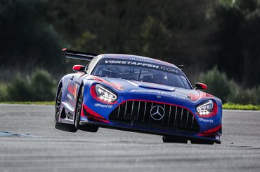 Max Verstappen tests a Mercedes-AMG GT3 during the Winter Test at the Circuito do Estoril in Cascais, Lisbon, on November 17, 2025. (Photo by Miguel Reis/NurPhoto via Getty Images)