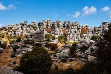 25 September 2025, Spain, Antequera: The "Paraje Natural Torcal de Antequera" nature park near Antequera (province of Malaga, Andalusia, Spain). The spectacular natural park is known for its bizarre karst rocks, which have been formed from limestone by millions of years of erosion and are often reminiscent of sculptures. As a UNESCO World Heritage Site, it offers unique hiking trails, a rich flora and fauna and is an important protected area for geology and biodiversity. (landscape, nature, excursion destination, symbol image, symbol photo, theme image, general image, theme photo) Photo: Matthias Balk/dpa (Photo by Matthias Balk/picture alliance via Getty Images)