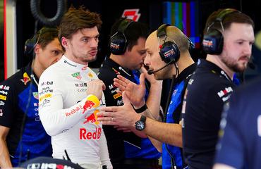 Red Bull driver Max Verstappen speaking with Head of Race Engineering, Gianpiero Lambiase in the pit garage on day two of Formula One Aramco Pre-Season Testing at the Bahrain International Circuit, Sakhir. Picture date: Thursday February 19, 2026. (Photo by Bradley Collyer/PA Images via Getty Images)