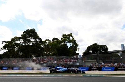 MELBOURNE, AUSTRALIA - MARCH 08: Alexander Albon of Thailand driving the (23) Williams FW48 Mercedes kicks up gravel during the F1 Grand Prix of Australia at Albert Park Grand Prix Circuit on March 08, 2026 in Melbourne, Australia. (Photo by Rudy Carezzevoli/Getty Images)