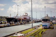 The Stamatia, left, and Yufu Crown chemical and oil products tankers navigate through the Miraflores locks of the Panama Canal near Panama City, Panama, on Wednesday, March 11, 2026. The ongoing conflict in Iran could lead to an increase in traffic at the Panama canal from Asian energy buyers seeking alternative LNG sources, canal administrator Ricaurte Vasquez said in an interview with Bloomberg TV. Photographer: Tarina Rodriguez/Bloomberg via Getty Images