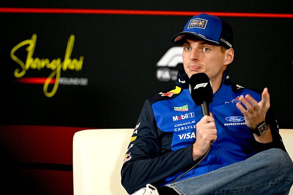 SHANGHAI, CHINA - MARCH 12: Max Verstappen of the Netherlands and Oracle Red Bull Racing speaks in the Drivers Press Conference during previews ahead of the F1 Grand Prix of China at Shanghai International Circuit on March 12, 2026 in Shanghai, China. (Photo by Mark Sutton - Formula 1/Formula 1 via Getty Images)