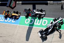 SHANGHAI, CHINA - MARCH 14: Valtteri Bottas of Finland driving the (77) Cadillac F1 Team MAC-26 Ferrari, Gabriel Bortoleto of Brazil driving the (5) Audi F1 Team R26 and Lando Norris of Great Britain driving the (1) McLaren MCL40 Mercedes in the Pitlane during the Sprint ahead of the F1 Grand Prix of China at Shanghai International Circuit on March 14, 2026 in Shanghai, China. (Photo by Anni Graf - Formula 1/Formula 1 via Getty Images)
