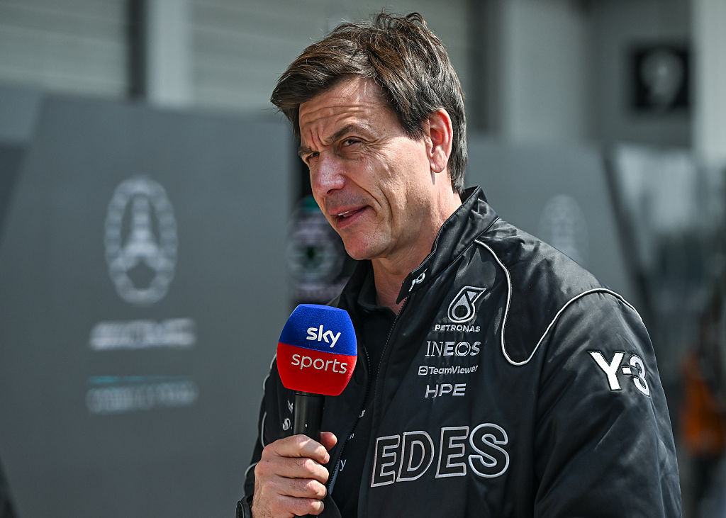 SUZUKA, JAPAN - MARCH 28: Toto Wolff, Team Principal of the Mercedes-AMG Petronas F1 Team, speaks to the media following the third practice session ahead of the 2026 Japanese Grand Prix at Suzuka Circuit in Suzuka, Mie Prefecture, Japan, on March 28, 2026. (Photo by Artur Widak/NurPhoto via Getty Images)