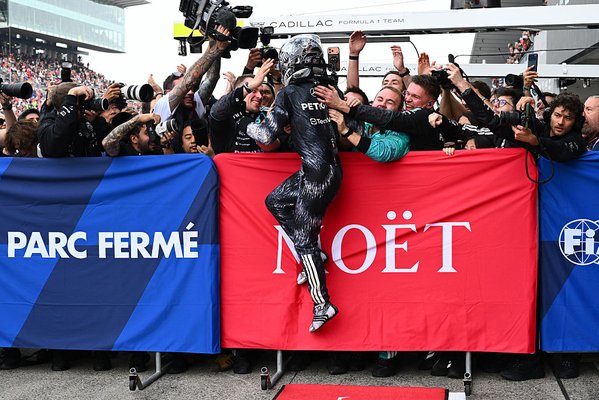 SUZUKA, JAPAN - MARCH 29: Race winner Andrea Kimi Antonelli of Italy and Mercedes AMG Petronas F1 Team celebrates in parc ferme with his team during the F1 Grand Prix of Japan at Suzuka Circuit on March 29, 2026 in Suzuka, Japan. (Photo by Mark Sutton - Formula 1/Formula 1 via Getty Images)