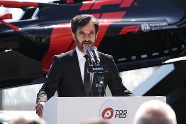 ISTANBUL, TURKIYE - APRIL 24: Fedaration Internationale de l'Automobile (FIA) Mohammed Ben Sulayem makes a speech as he attends the launch of Formula 1 Grand Prix of Turkiye held outside the Dolmabahce Presidential Office in Istanbul, Turkiye on April 24, 2026. (Photo by Hakan Akgun/Anadolu via Getty Images)