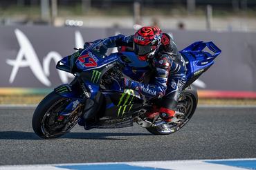Jerez de la Frontera, Spain. 26 April 2026. Rider #47 Augusto Fernandez (Monster Energy Yamaha MotoGP) during the MotoGP Warm Up Session at the Estrella Galicia 0,0 Grand Prix of Spain 2026 at Circuito de Jerez Angel Nieto. (Photo by: David Sarmiento/VW Pics/Universal Images Group via Getty Images)