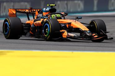 MIAMI, FLORIDA - MAY 02: Lando Norris of Great Britain driving the (1) McLaren MCL40 Mercedes on track during the Sprint ahead of the F1 Grand Prix of Miami at Miami International Autodrome on May 02, 2026 in Miami, Florida. (Photo by Dom Gibbons - Formula 1/Formula 1 via Getty Images)