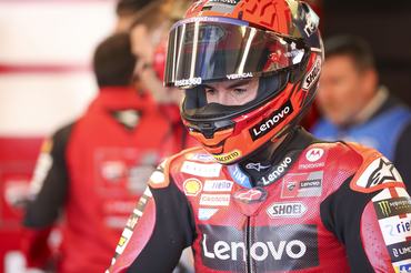 LE MANS, FRANCE - MAY 09: Marc Marquez of Spain riding the Lenovo Ducati (93) leaves his garage during the qualifying ahead of the MotoGP of France at Circuit Bugatti on May 09, 2026 in Le Mans, France. (Photo by Gold & Goose Photography/Getty Images)