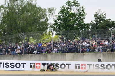 LE MANS, FRANCE - MAY 10: Diogo Moreira of Brazil riding the LCR Honda (11) crashes out during the MotoGP of France at Circuit Bugatti on May 10, 2026 in Le Mans, France. (Photo by Gold & Goose Photography/Getty Images)