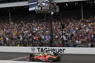 INDIANAPOLIS, INDIANA - MAY 24: Race winner #60: Felix Rosenqvist, Meyer Shank Racing w/Curb Agajanian Honda  beats #12: David Malukas, Team Penske Chevrolet to the checkered flag  during the NTT INDYCAR Series of the 110th Running of the Indianapolis 500 on May 24, 2026 in Indianapolis, Indiana. (Photo by Michael L. Levitt/Lumen via Getty Images)