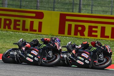 SCARPERIA, ITALY - MAY 31: Marco Bezzecchi of Italy riding the Aprilia Racing bike (72) during the MotoGP of  Italy at Mugello Circuit on May 31, 2026 in Scarperia, Italy. (Photo by Gold & Goose Photography/Getty Images)