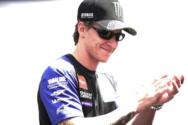 BALATONBOGLAR, HUNGARY - JUNE 04: Fabio Quartararo of France riding a Monster Energy Yamaha walking through the paddock ahead of the MotoGP of Hungary at Balaton Park Circuit on June 04, 2026 in Balatonboglar, Hungary. (Photo by Gold & Goose Photography/Getty Images)