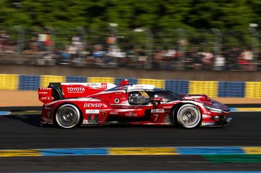 LE MANS, FRANCE - JUNE 13: The #07 Toyota Racing, Toyota TR010 Hybrid of Mike Conway, Kamui Kobayashi, and Nyck de Vries in action during the Le Mans 24 Hours at the Circuit de la Sarthe on June 13, 2026 in Le Mans, France.  (Photo by James Moy Photography/Getty Images)