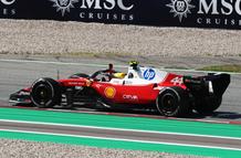 BARCELONA, SPAIN - JUNE 14: Race winner Lewis Hamilton of Great Britain and Scuderia Ferrari waves to fans on his way to parc ferme  during the F1 Grand Prix of Barcelona-Catalunya at Circuit de Barcelona-Catalunya on June 14, 2026 in Barcelona, Spain. (Photo by Clive Mason/Getty Images)