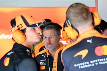 SPIELBERG, AUSTRIA - JUNE 27: Zak Brown, Chief Executive Officer of McLaren looks on in the garage during final practice ahead of the F1 Grand Prix of Austria at Red Bull Ring on June 27, 2026 in Spielberg, Austria. (Photo by Mark Sutton - Formula 1/Formula 1 via Getty Images)