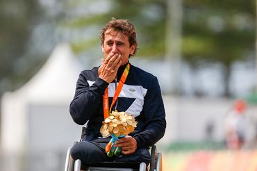 15 years after the terrible crash of Lausitzring Alex Zanardi won the Paralympic Gold medal in the Time trial H5 in Rio de Janeiro, Brazil on 14 September 2016. (Photo by Mauro Ujetto/NurPhoto via Getty Images)