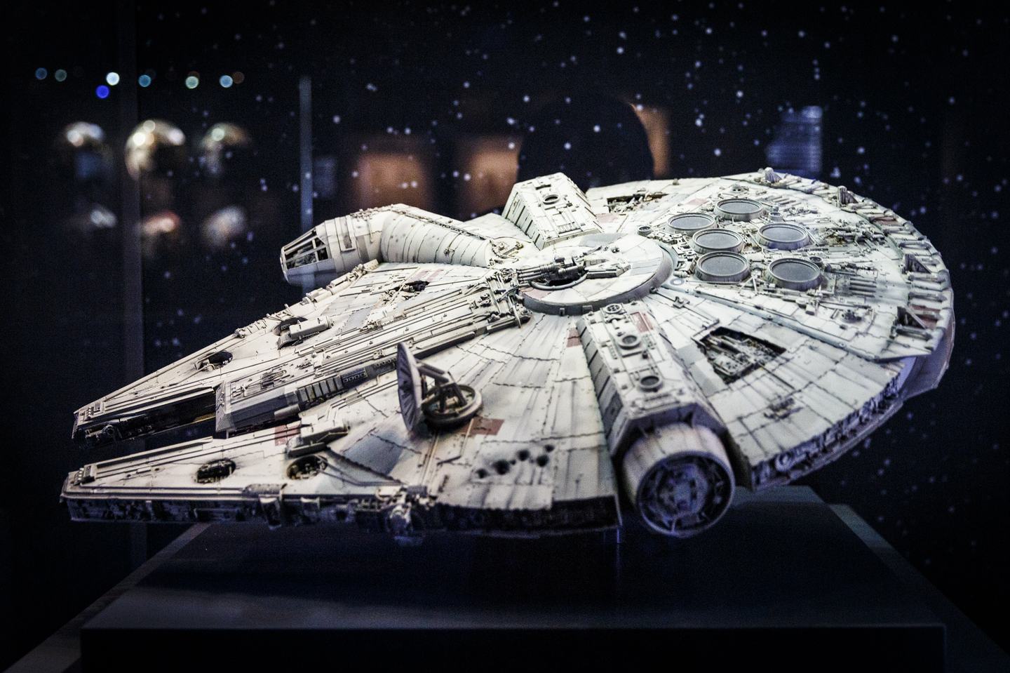 LONDON, ENGLAND - NOVEMBER 11: An original model of the Millennium Falcon is displayed at the Star Wars Identities exhibition at The O2 Arena on November 11, 2016 in London, England. Star Wars Identities is a brand new exhibition opening at The O2 on 18th of November 2016. (Photo by Tristan Fewings/Getty Images)