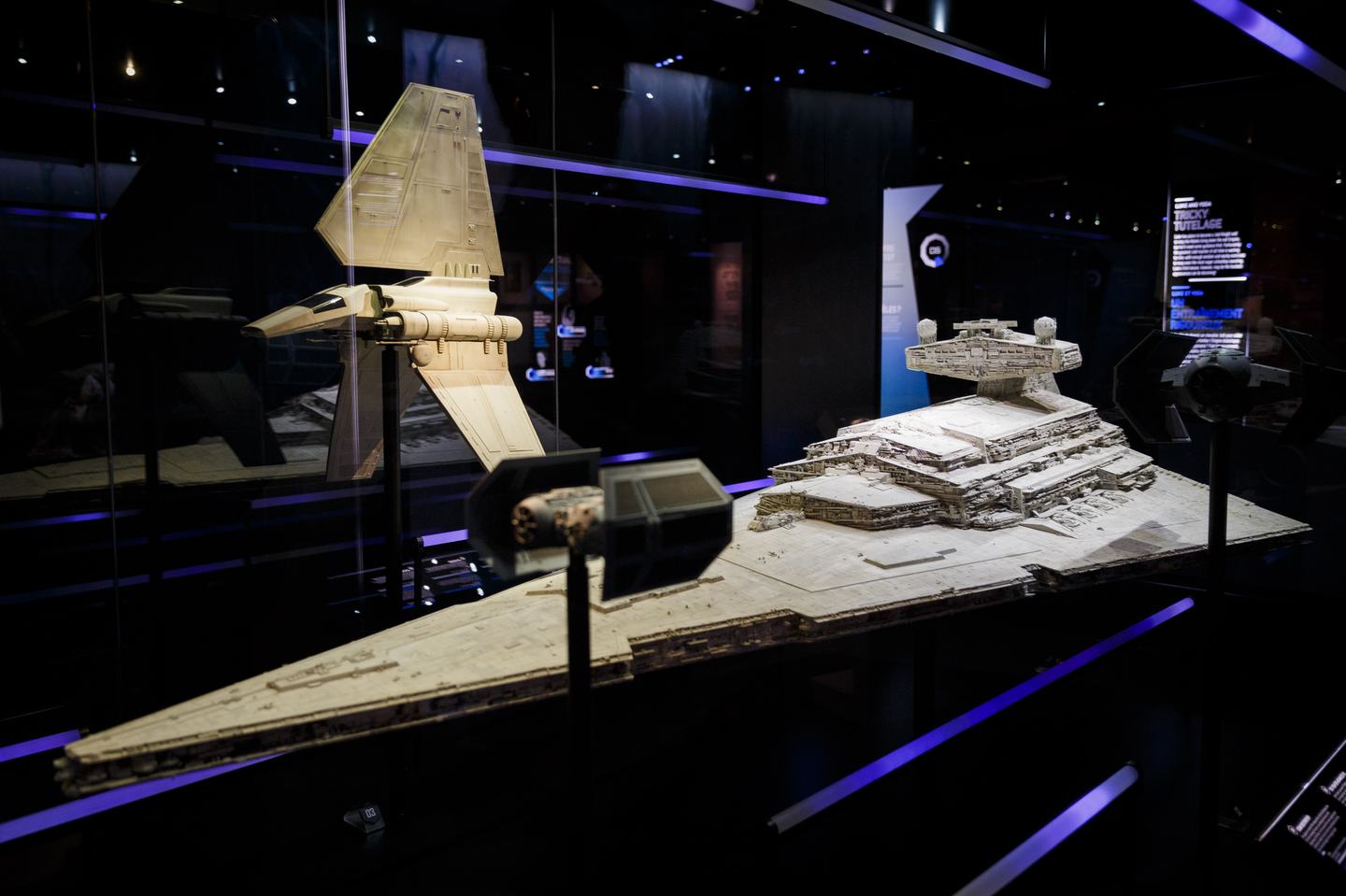 LONDON, ENGLAND - NOVEMBER 11: A model of a Star Destroyer is displayed at the Star Wars Identities exhibition at The O2 Arena on November 11, 2016 in London, England. Star Wars Identities is a brand new exhibition opening at The O2 on 18th of November 2016. (Photo by Tristan Fewings/Getty Images)