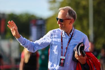 MONZA, ITALY - SEPTEMBER 7: Ferrari CEO Benedetto Vigna waves to fans in the paddock during the F1 Grand Prix of Italy at Autodromo Nazionale Monza on September 7, 2025 in Monza, Italy. (Photo by Kym Illman/Getty Images)